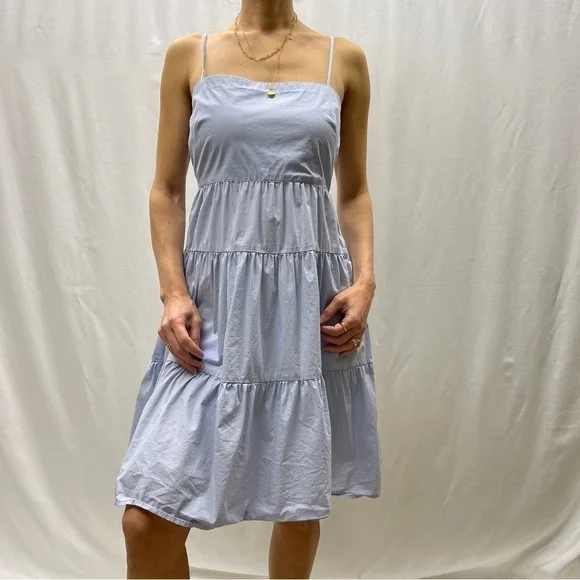 Gap tiered midi dress size 4 cotton blue Summer beach vacation fit and flare - Picture 14 of 14